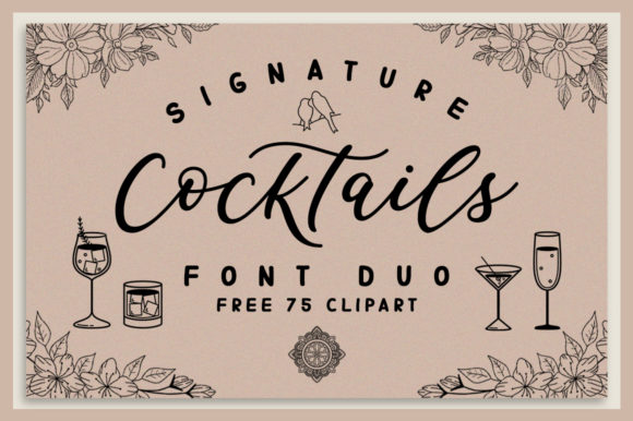 Signature Cocktails Duo: Modern Calligraphy, Instantly